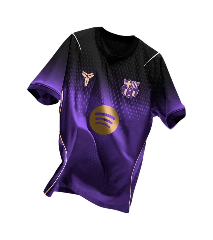 Camiseta CeFutShop FC Barcelona segunda equipación 2025/26 en degradado negro y morado con detalles dorados