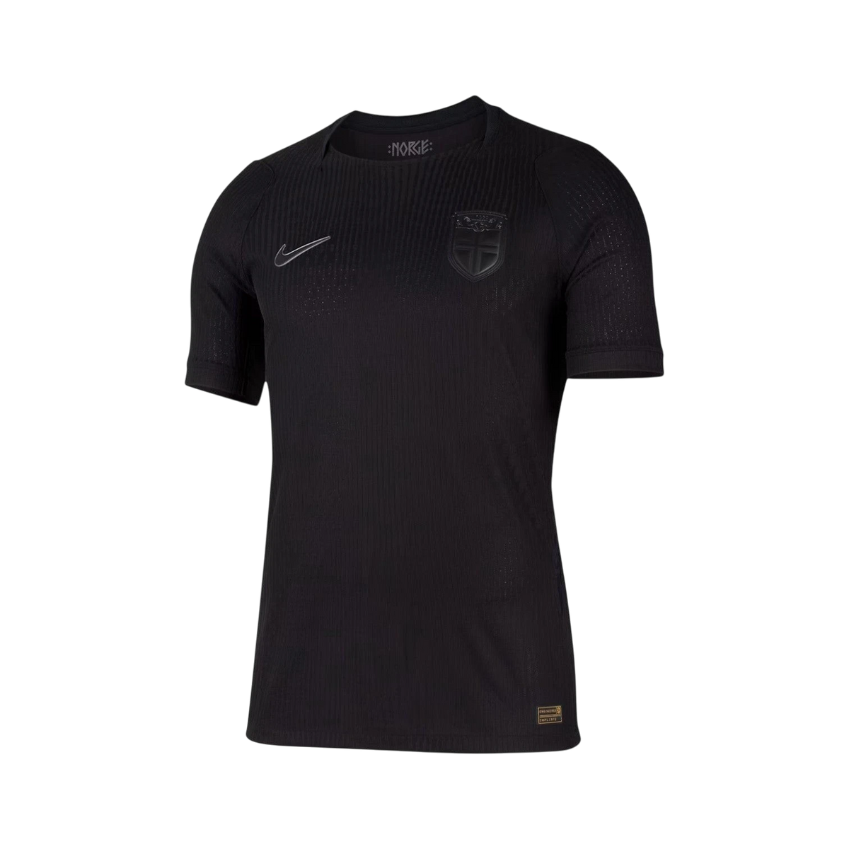 Camiseta de fútbol negra de segunda equipación de Noruega 2026 de CeFutShop con escudo y logo de Nike.