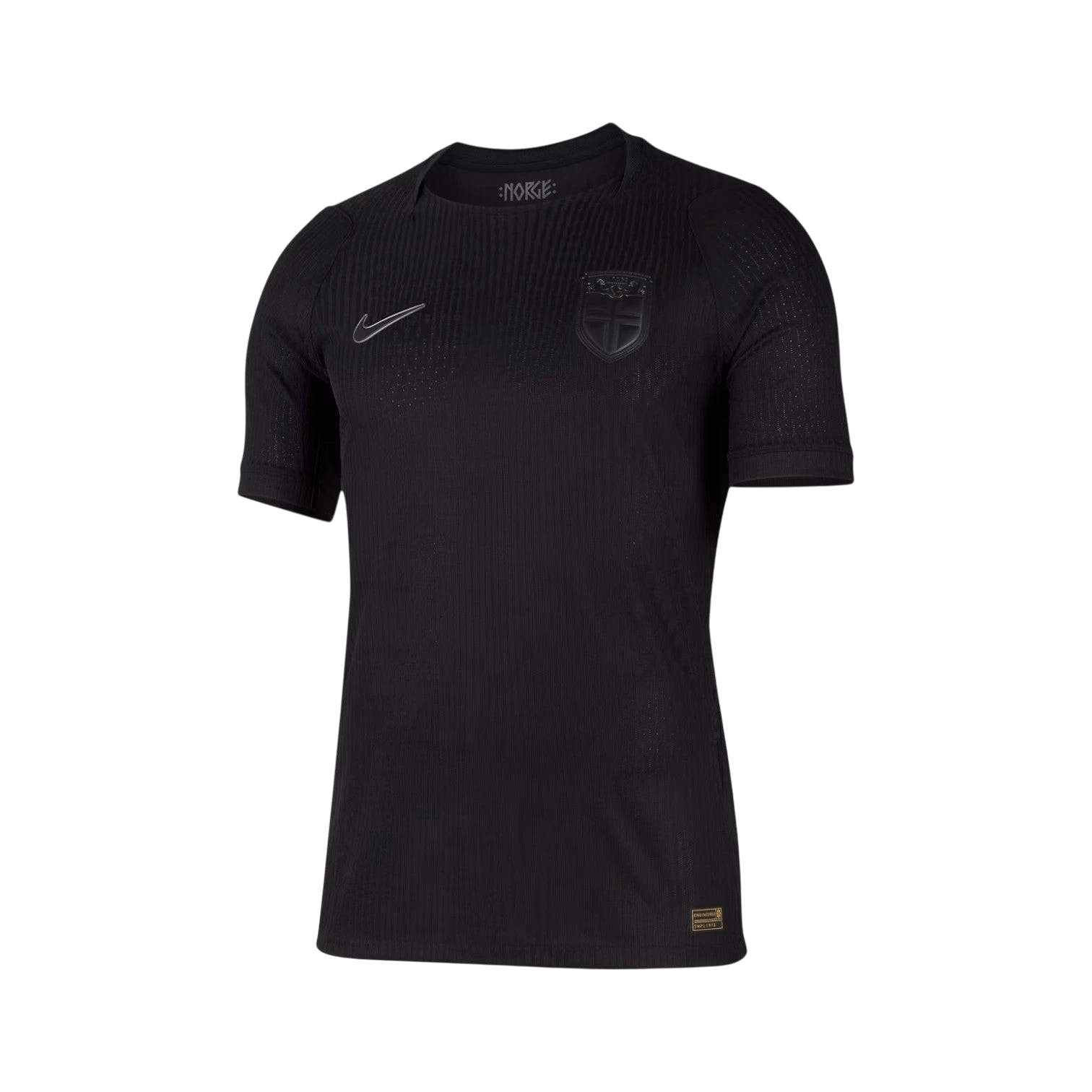 Camiseta de fútbol negra de segunda equipación de Noruega 2026 de CeFutShop con escudo y logo de Nike.