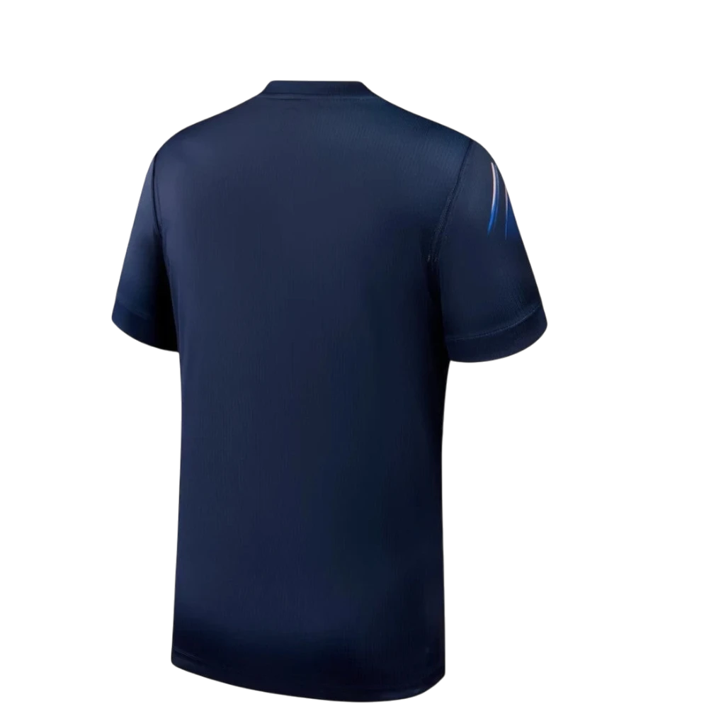 Camiseta de fútbol azul marino de segunda equipación de Uruguay 2026 de CeFutShop con detalles de diseño en las mangas.