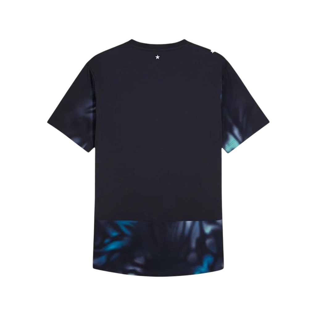 Camiseta de segunda equipación de Paraguay CeFutShop azul marino con estampado moderno en mangas y bajo.